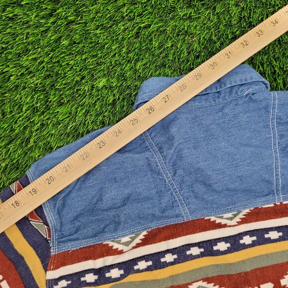 Vintage Native-American Button Shirt Womens Large 23x28 Blue - Picture 3 of 13